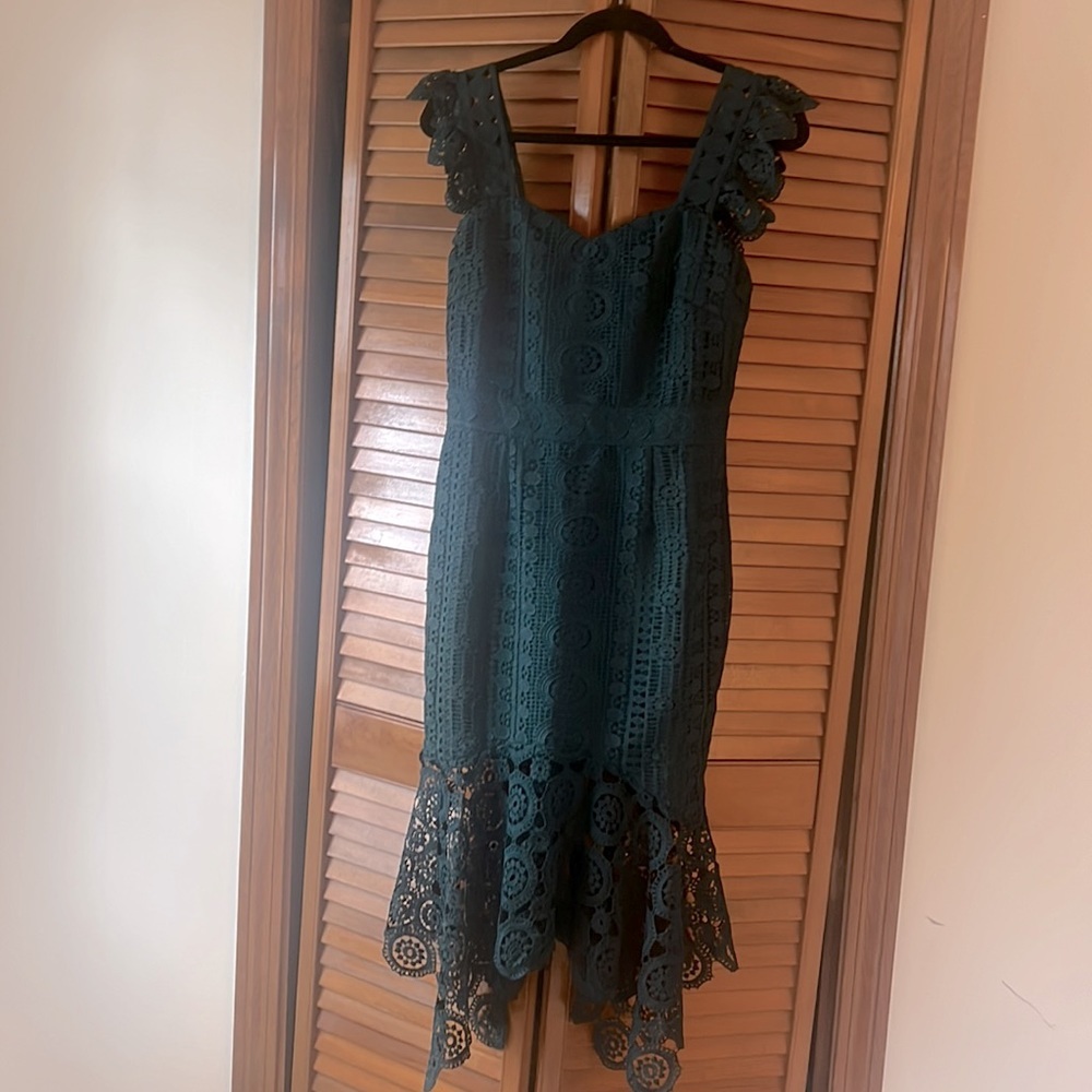 NWT- Two Sisters Green lace special occasion holiday dress size S - Picture 2 of 13